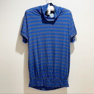 WE THE FREE Mock Neck Blue Gray Striped Tunic